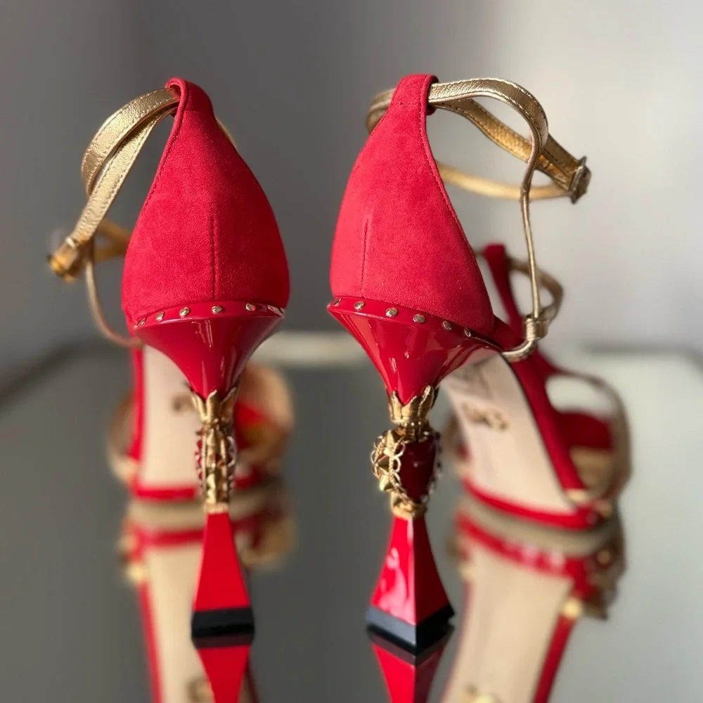 New Dolce & Gabbana 105mm sculpted-heel heart suede sandals $1,895